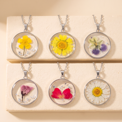 Personalized Resin Birth Flower Necklace