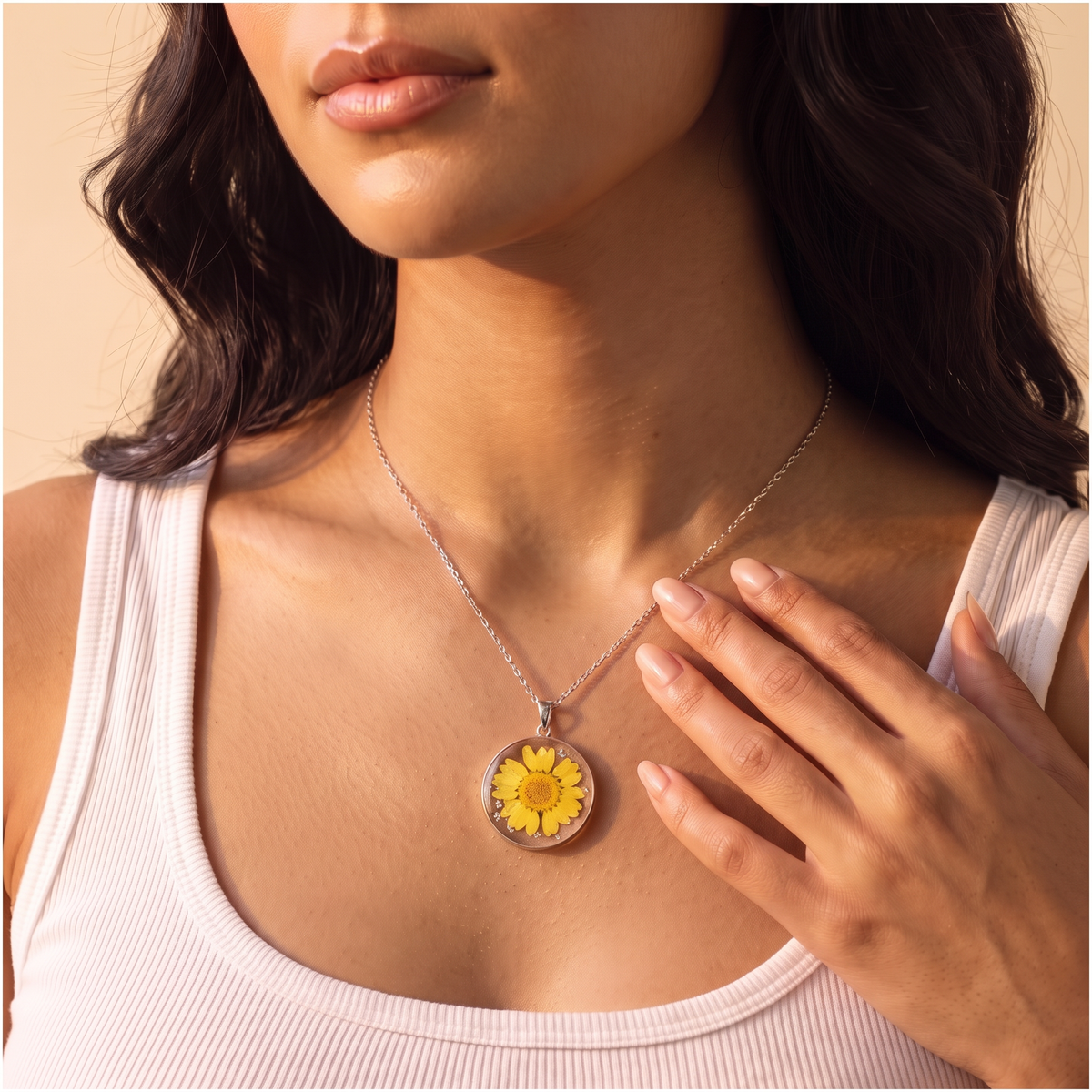 Personalized Resin Birth Flower Necklace