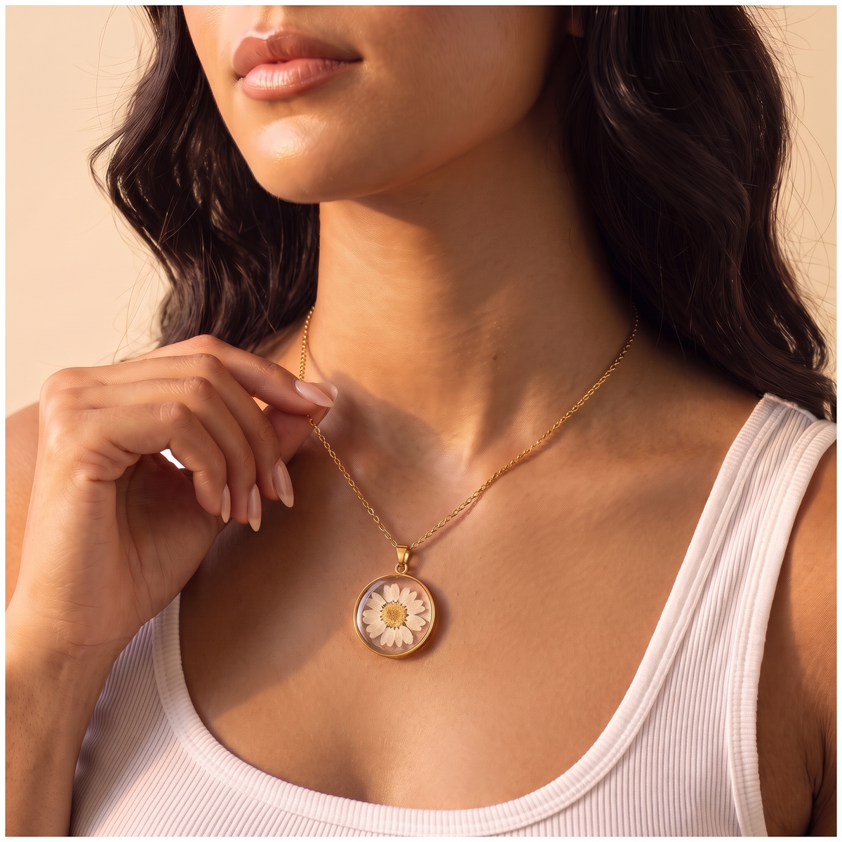 Personalized Resin Birth Flower Necklace