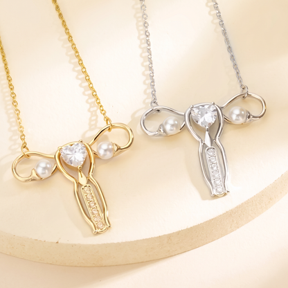 Collana utero con pietra portafortuna personalizzata