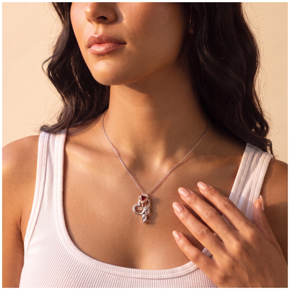 Custom Rose Heart Necklace with Names & Birthstone