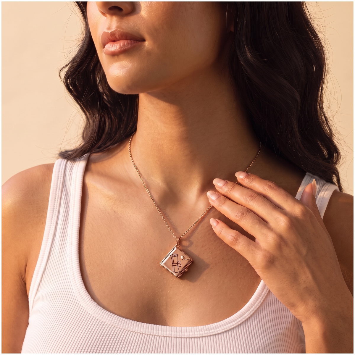 Custom Photos Graduation Album Necklace with Engraving