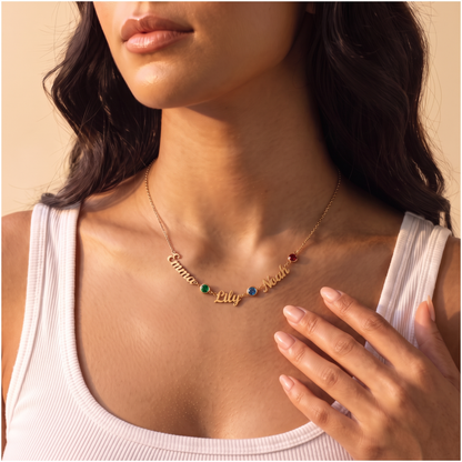 Personalized Dainty Names Necklace with Birthstones