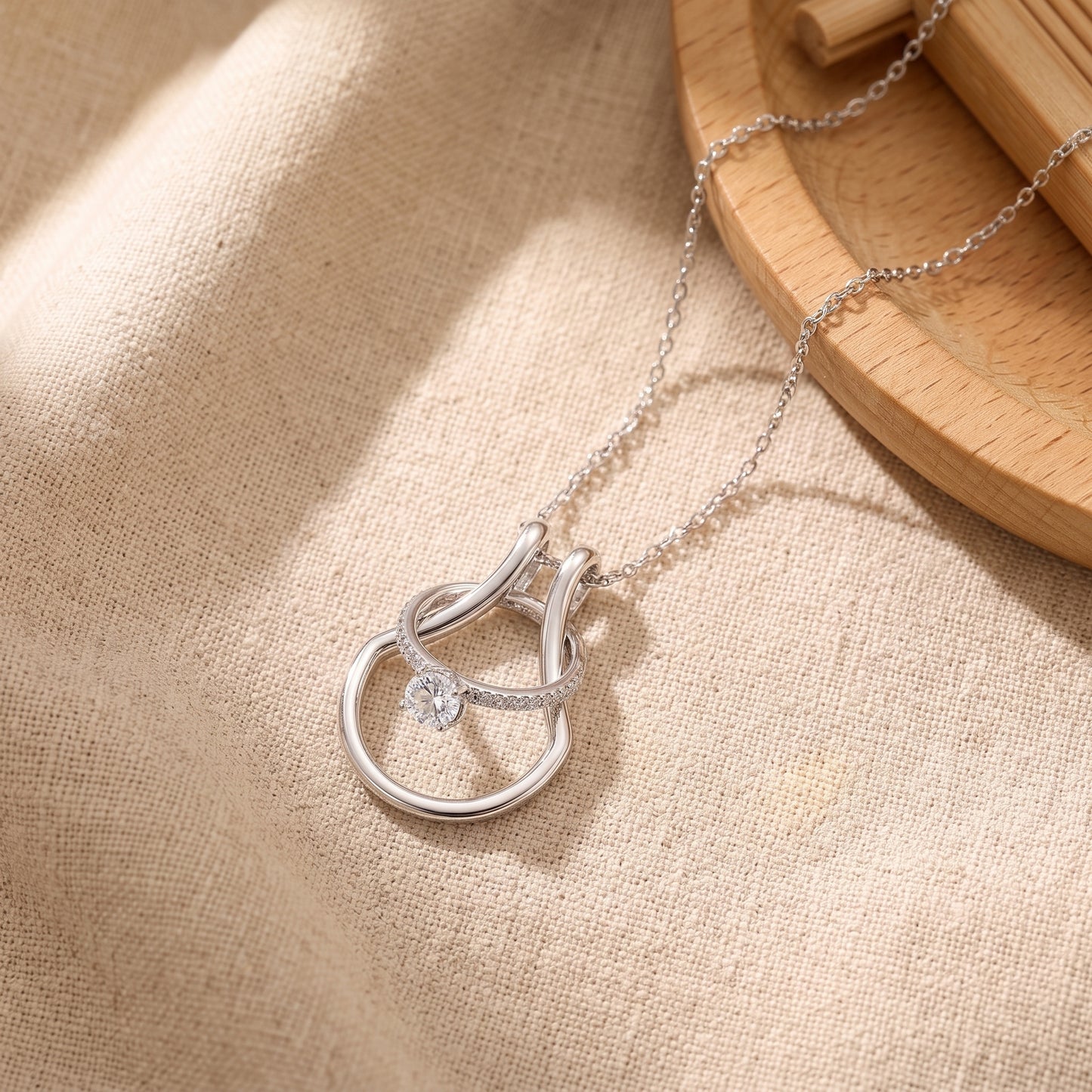 Schlichte Ringhalter-Halskette aus 925er Sterlingsilber