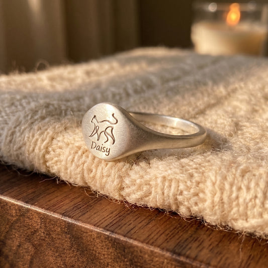 Animal Silhouette Signet Ring with Name