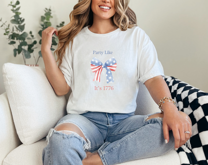 "Party Like It's 1776" 4th of July Girly Graphic T-Shirt