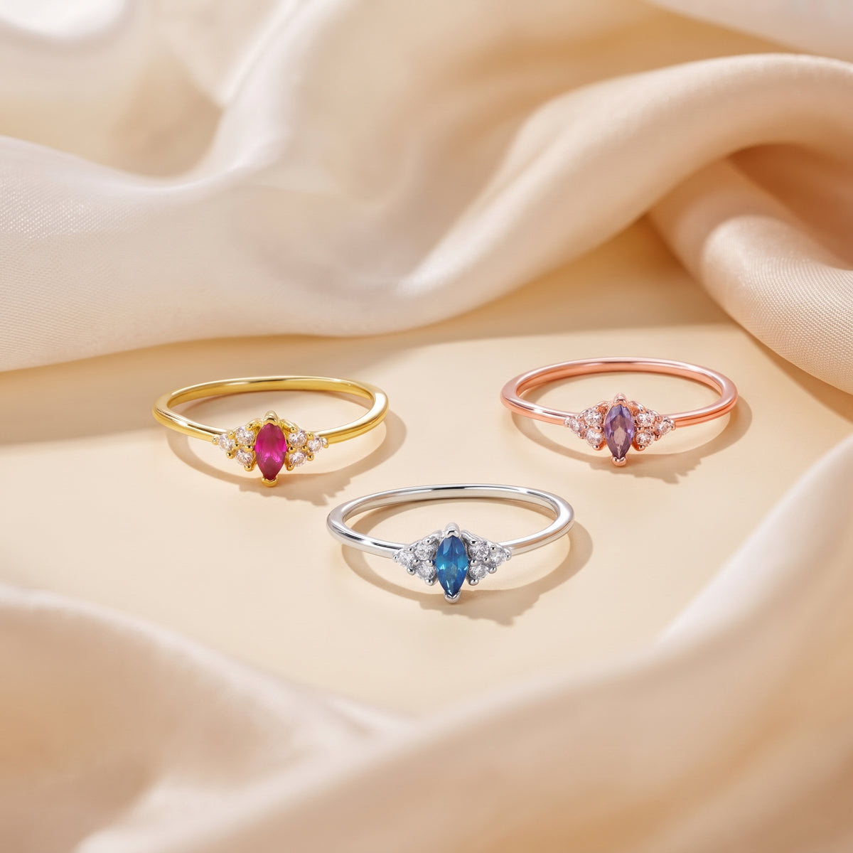 Personalized Marquise Cut Birthstone Ring