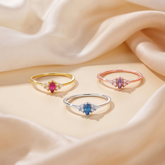 Personalized Marquise Cut Birthstone Ring