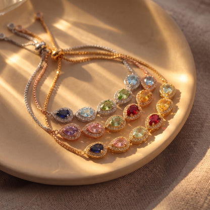 Multiple Birthstone Bracelet, Personalized Family Birthstone Bracelet