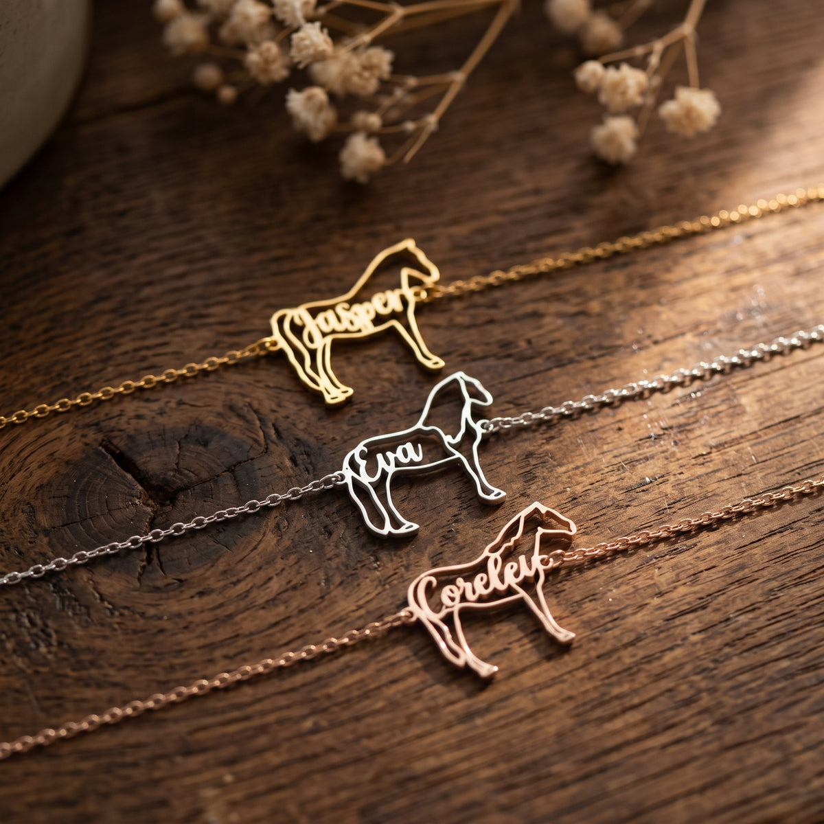 Personalisiertes Armband mit Pferde-Silhouette und Namen