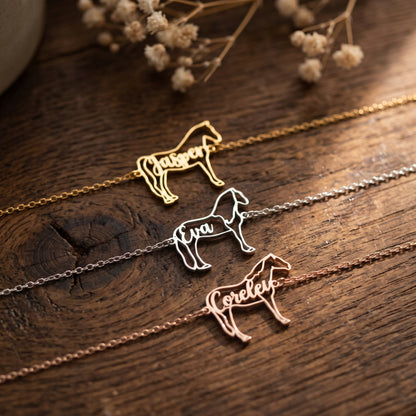 Personalisiertes Armband mit Pferde-Silhouette und Namen