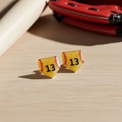 Glitzernde Ohrstecker mit Baseball-/Softball-Zahlen