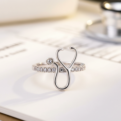 Personalized Birthstone Stethoscope Ring