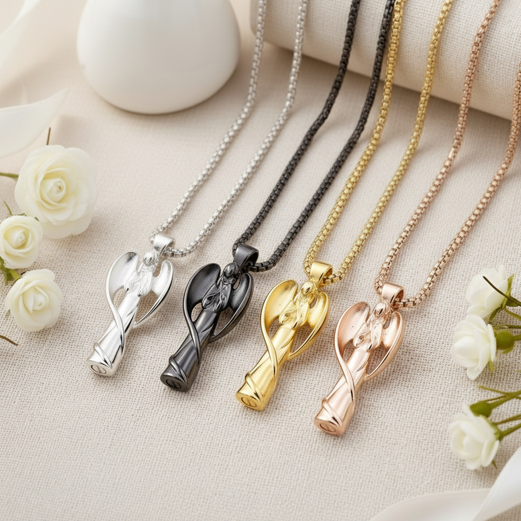 Guardian Angel Urn Necklace For Ashes