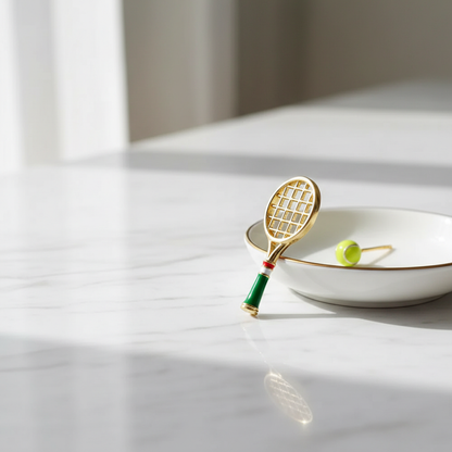 Golden Tennis Racket & Ball Stud Earring