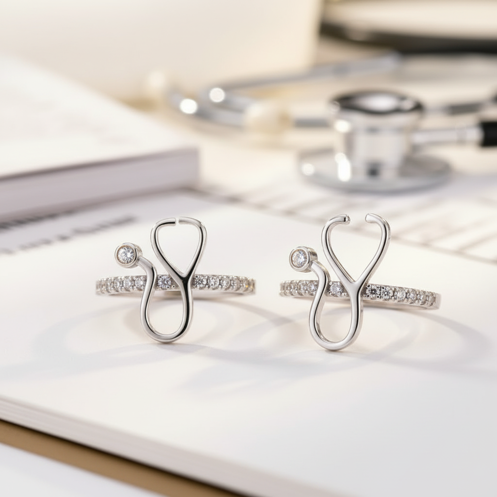 Personalized Birthstone Stethoscope Ring