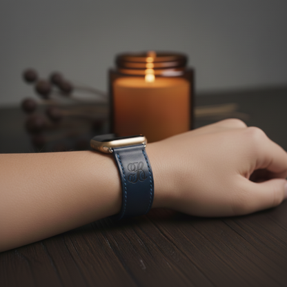 Custom Monogram Leather Band for Apple Watch