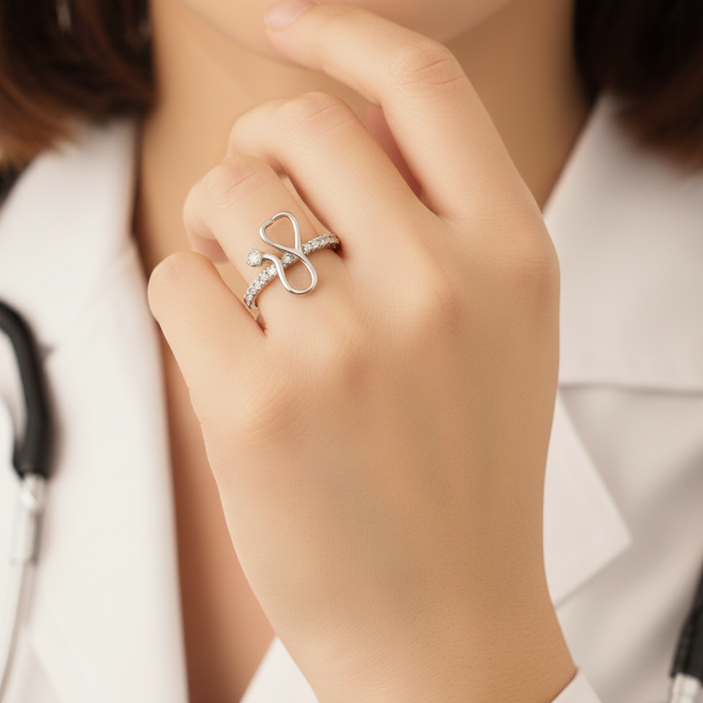 Personalized Birthstone Stethoscope Ring