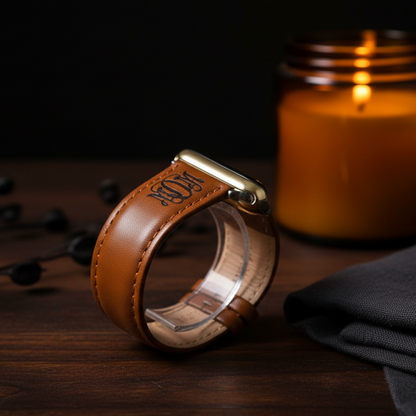 Custom Monogram Leather Band for Apple Watch