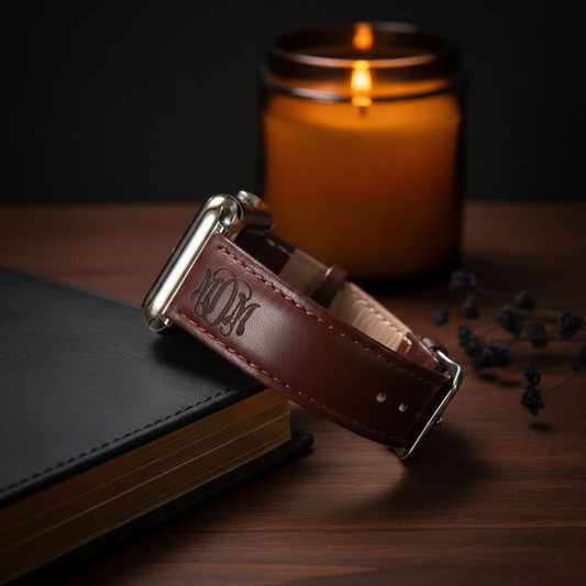 Custom Monogram Leather Band for Apple Watch