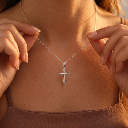 Personalized Dainty Birthstone Cross Necklace