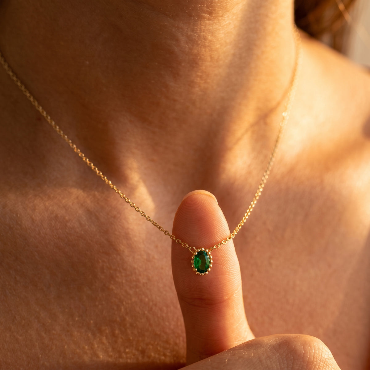 Personalized Oval Birthstones Family Necklace