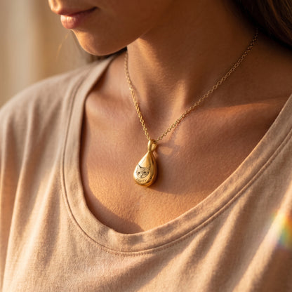 Gold Plated Custom Pet Portrait Cremation Urn Necklace