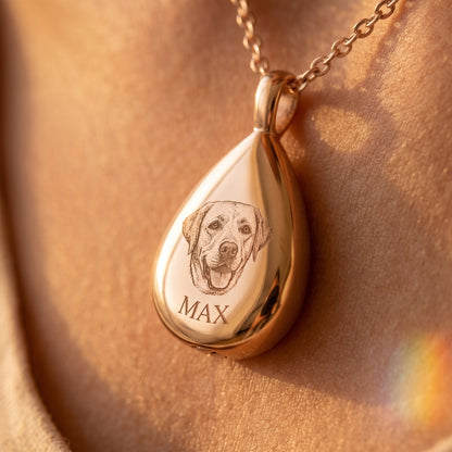 Gold Plated Custom Pet Portrait Cremation Urn Necklace