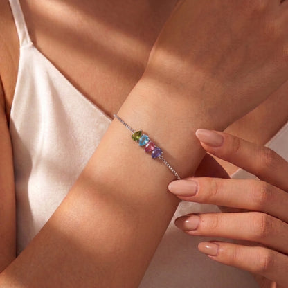 Custom Family Tearshaped Birthstones Bracelet