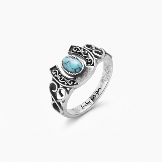 Personalisierter Vintage-Ring aus Hufeisen-Türkis