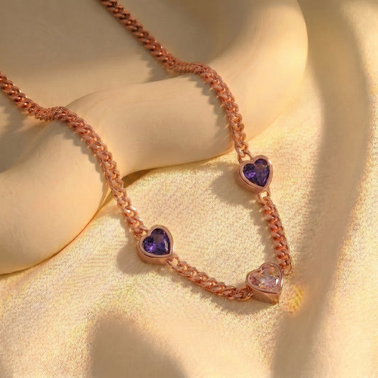 Personalized Heart Shaped Birthstones Necklace