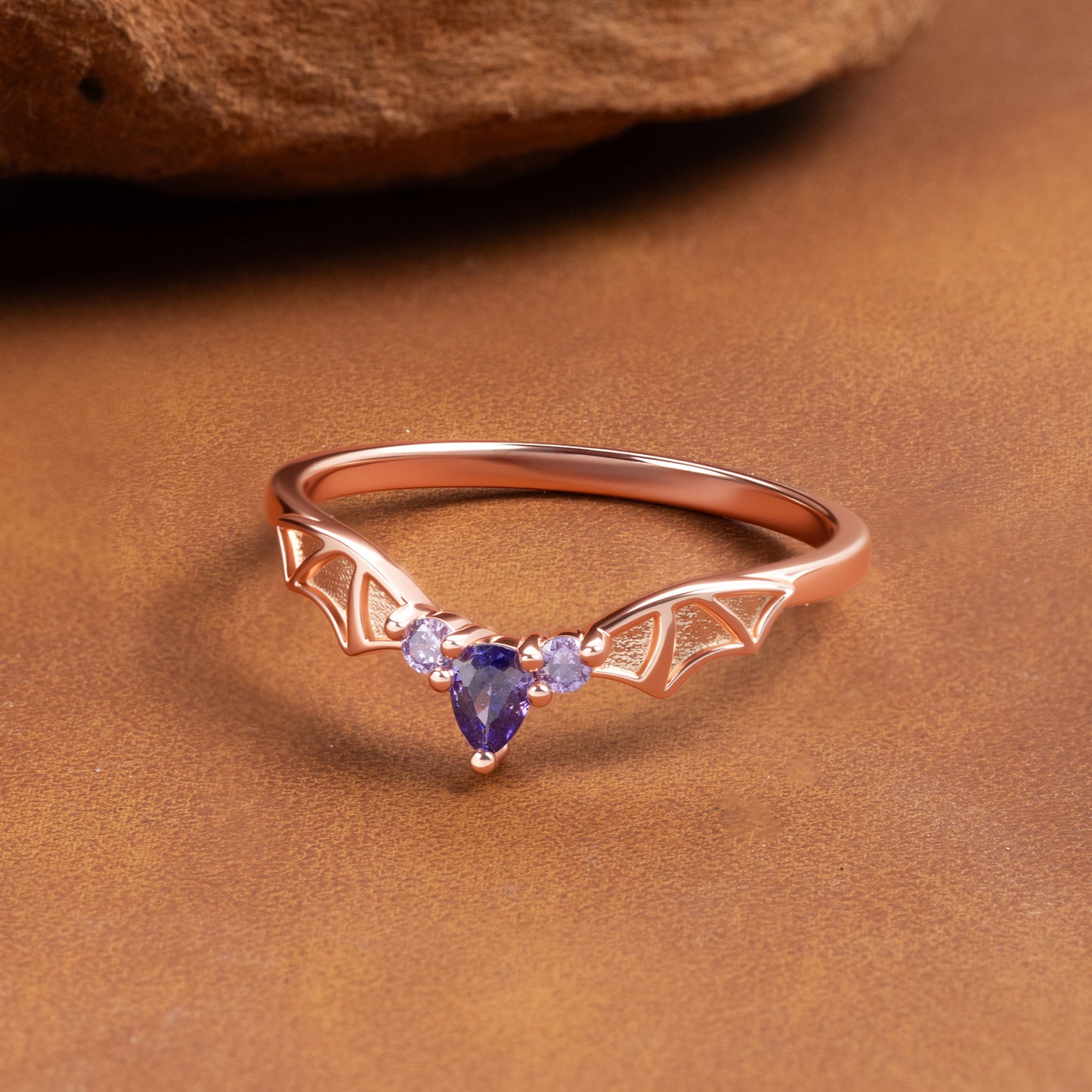 Gothic Bat Wings Ring With Name
