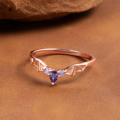 Gothic Bat Wings Ring With Name