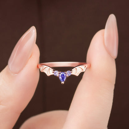 Gothic Bat Wings Ring With Name