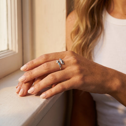 Personalized Birthstone Hug Ring with Inner Engraving