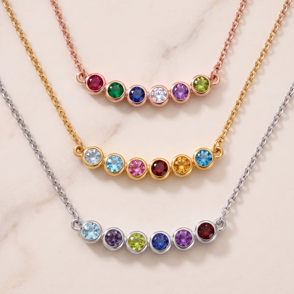 Personalized 1-12 Birthstone Necklace