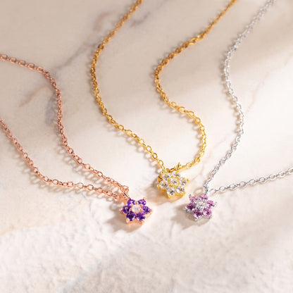Personalized Floral Birthstone Necklace