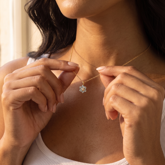 Personalized Floral Birthstone Necklace