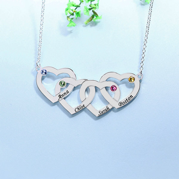 Personalized Birthstone Intertwined Hearts Necklace