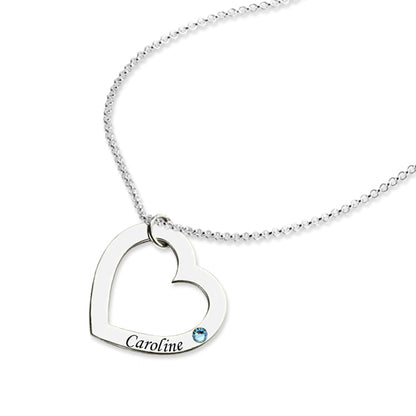 Personalized Birthstone Intertwined Hearts Necklace
