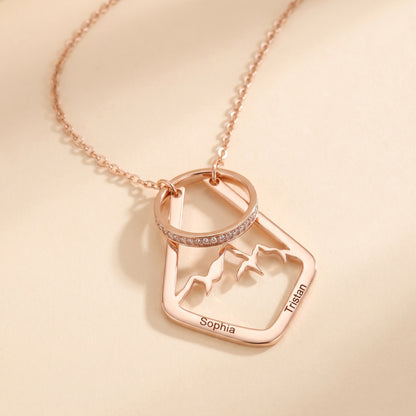 Persoonlijke ringhouder ketting met bergmotief
