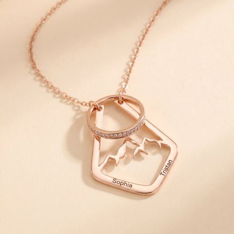 Persoonlijke ringhouder ketting met bergmotief