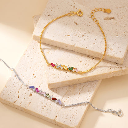 Bracciale personalizzato con pietre portafortuna baguette