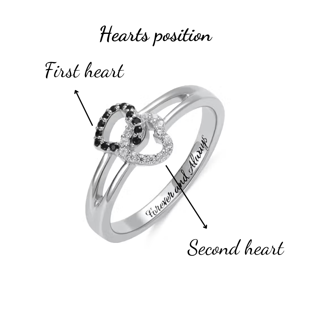 Personalized Interlocking Hearts Ring