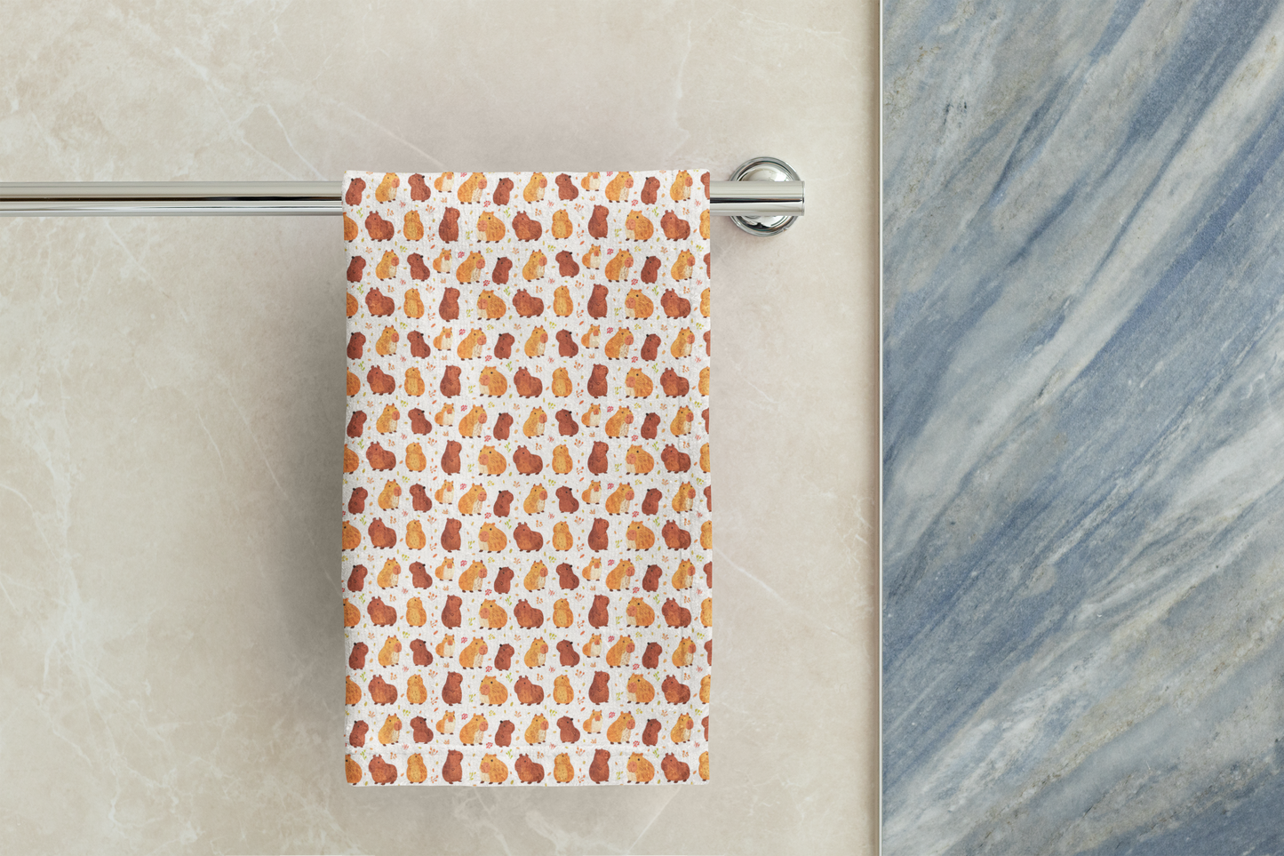Capybara Kawaii Chibi Style Print Beach Towel