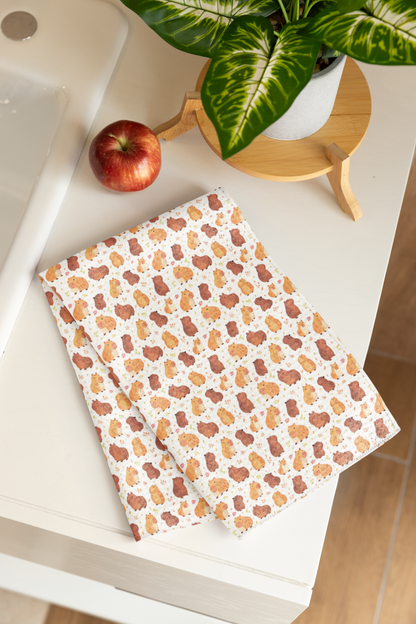 Capybaras Chibi Style Print Tea Kitchen Towel