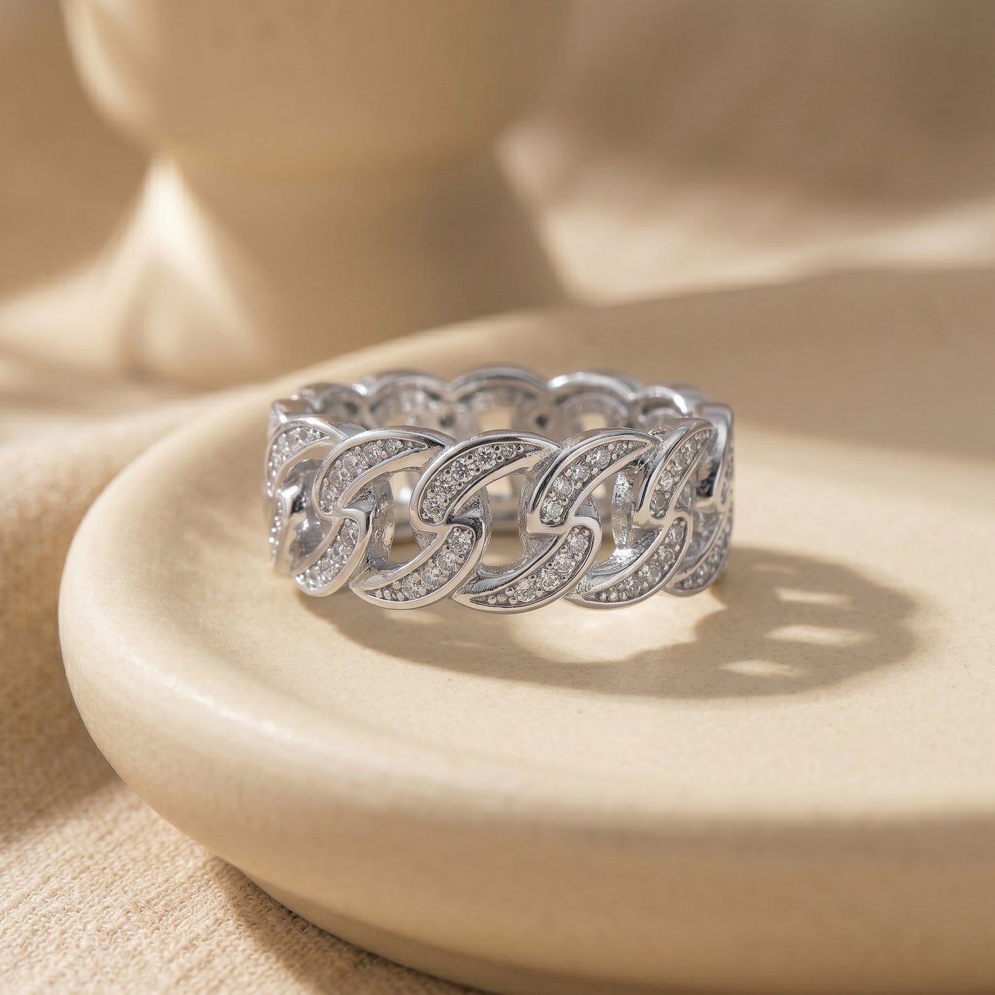 Sparkly Cuban Link Chain Ring