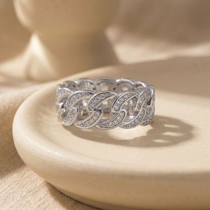 Sparkly Cuban Link Chain Ring