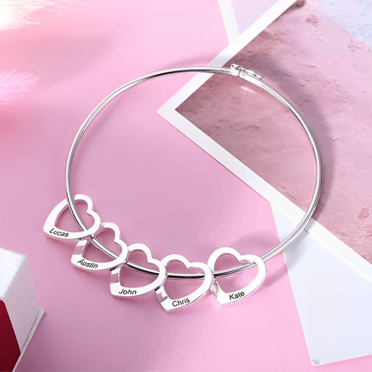 Customized Heart Pendants Bracelet