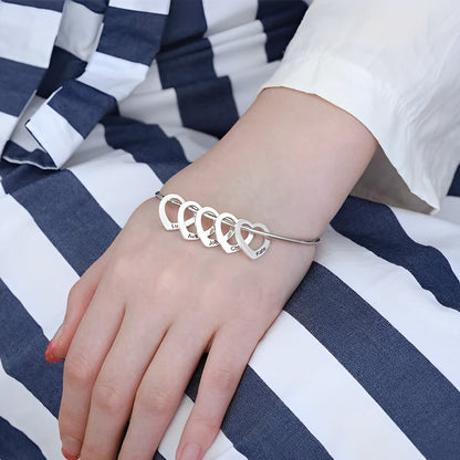 Customized Heart Pendants Bracelet
